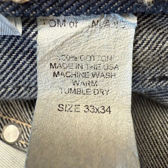 Tom of Finland Vintage Stussy Moto Denim Double Knee Dark Jeans Size 33/34 - Picture 13 of 13